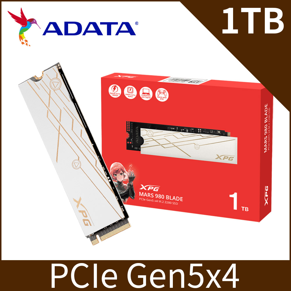ADATA 威剛 XPG MARS 980 BLADE 1TB Gen5 PCIe /五年保/贈薄散熱片