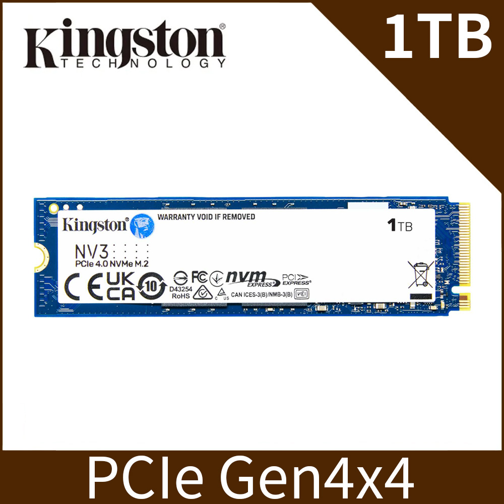 Kingston 金士頓NV3 1TB Gen4 PCIe SSD 固態硬碟(SNV3S/1000G Kingston 金士頓NV3 1TB Gen4 PCIe SSD 固態硬碟(SNV3S/1000G