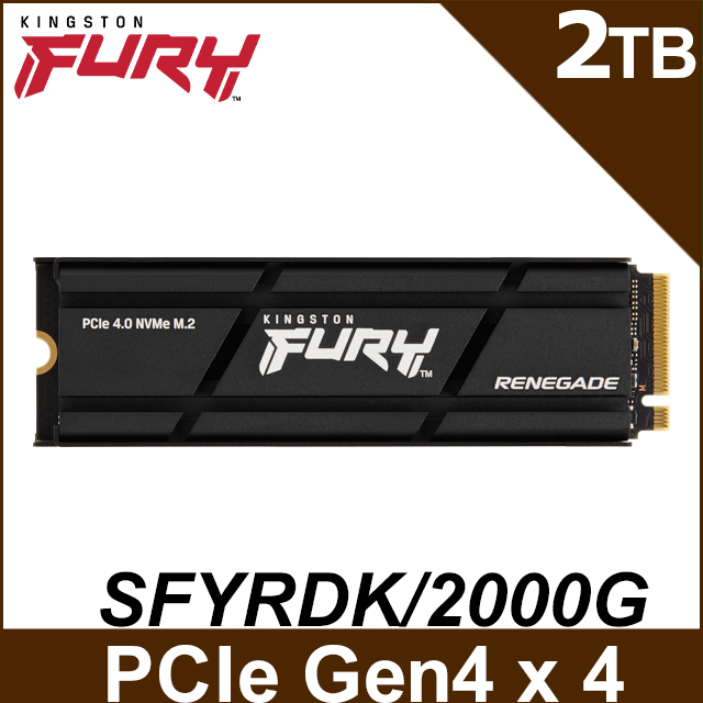 Kingston 金士頓 FURY Renegade 2TB PCIe 4.0 NVMe M.2 SSD (搭配散熱器)(SFYRDK/2000G)