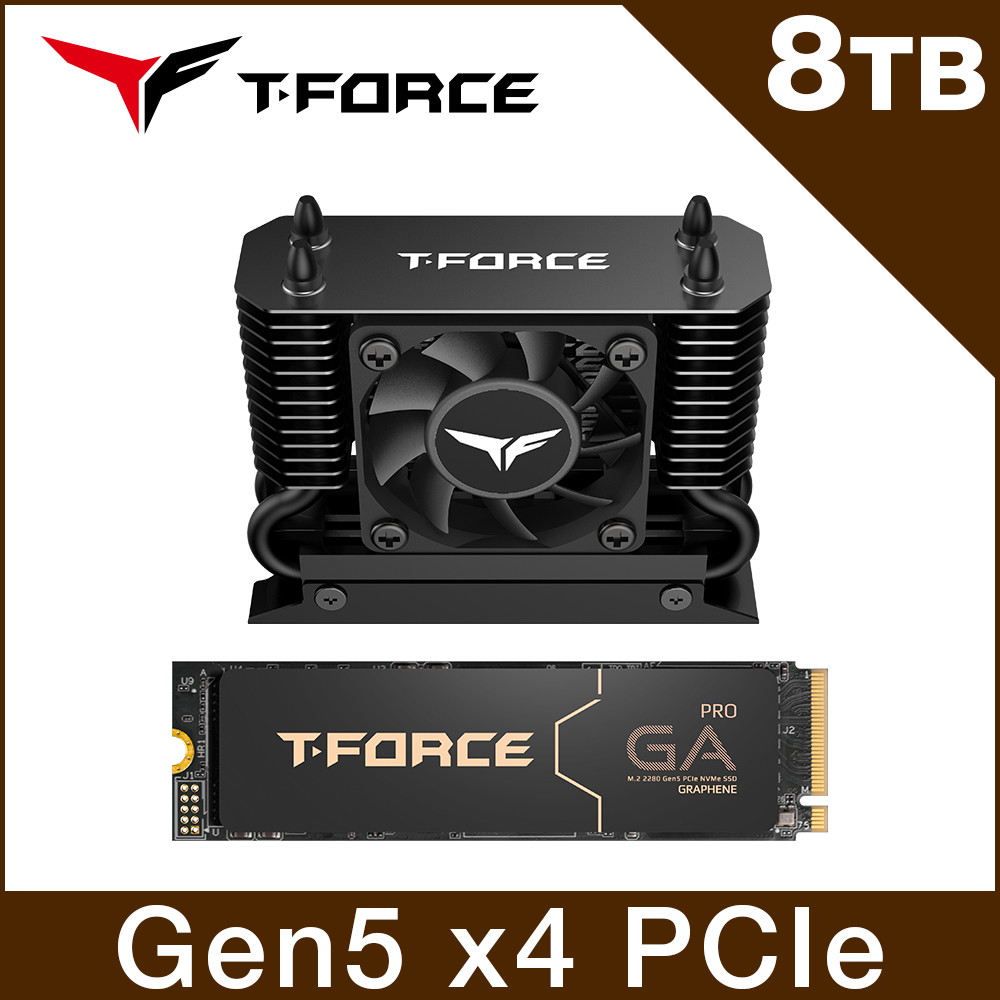 Team 十銓 電競T-FORCE GA PRO 8TB PCIe Gen5 M.2 SSD 固態硬碟 風扇組合包
