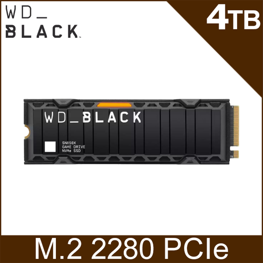 WD_BLACK黑標 SN850X 4TB Gen4 NVMe PCIe SSD固態硬碟(含散熱片) (WDS400T2XHE)