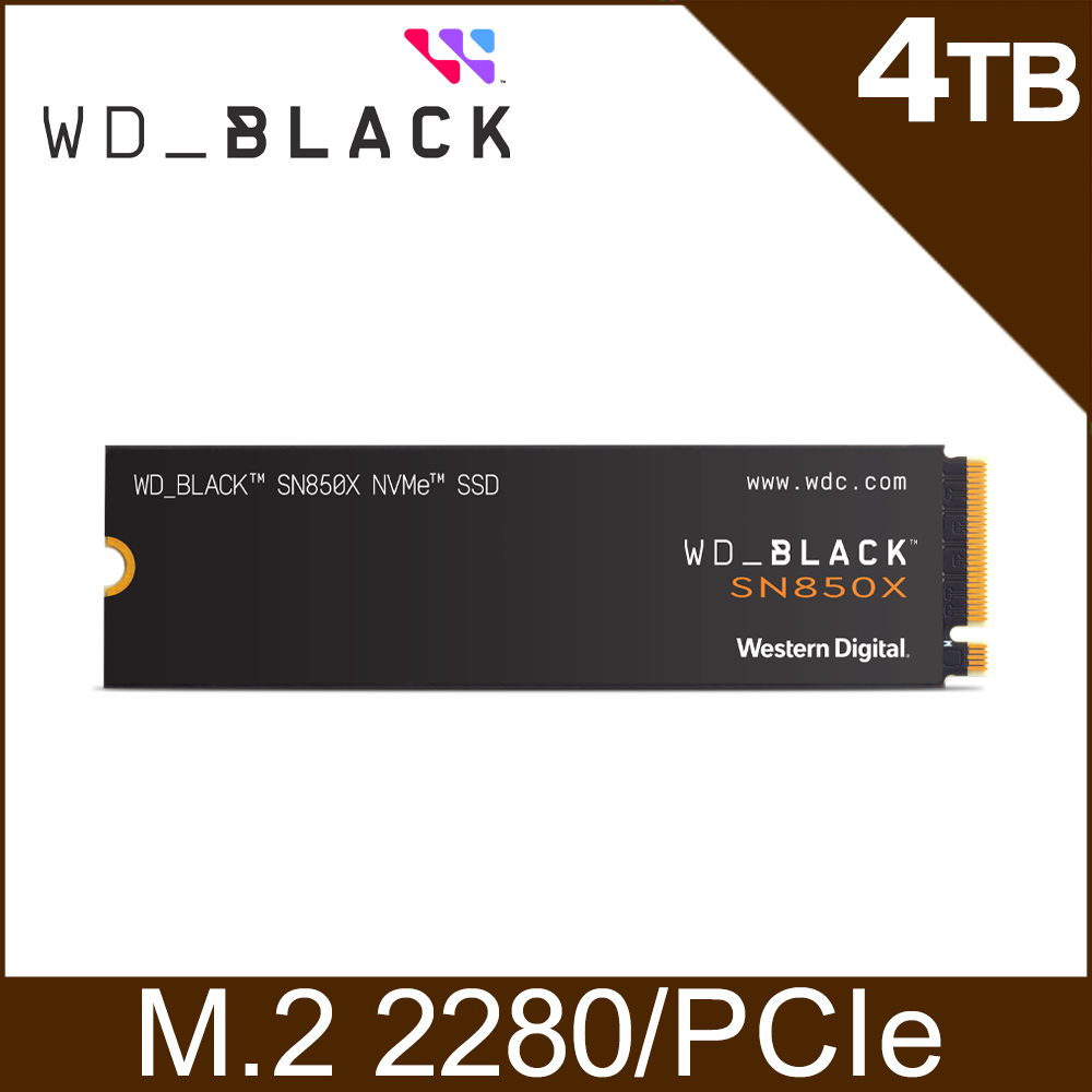 WD 威騰 黑標 SN850X 4TB M.2 NVMe PCIe SSD固態硬碟(WDS400T2X0E)
