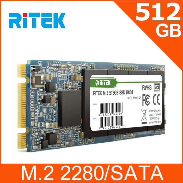 RITEK錸德R801 512GB M2 2280/SATA-III SSD固態硬碟- PChome 24h購物