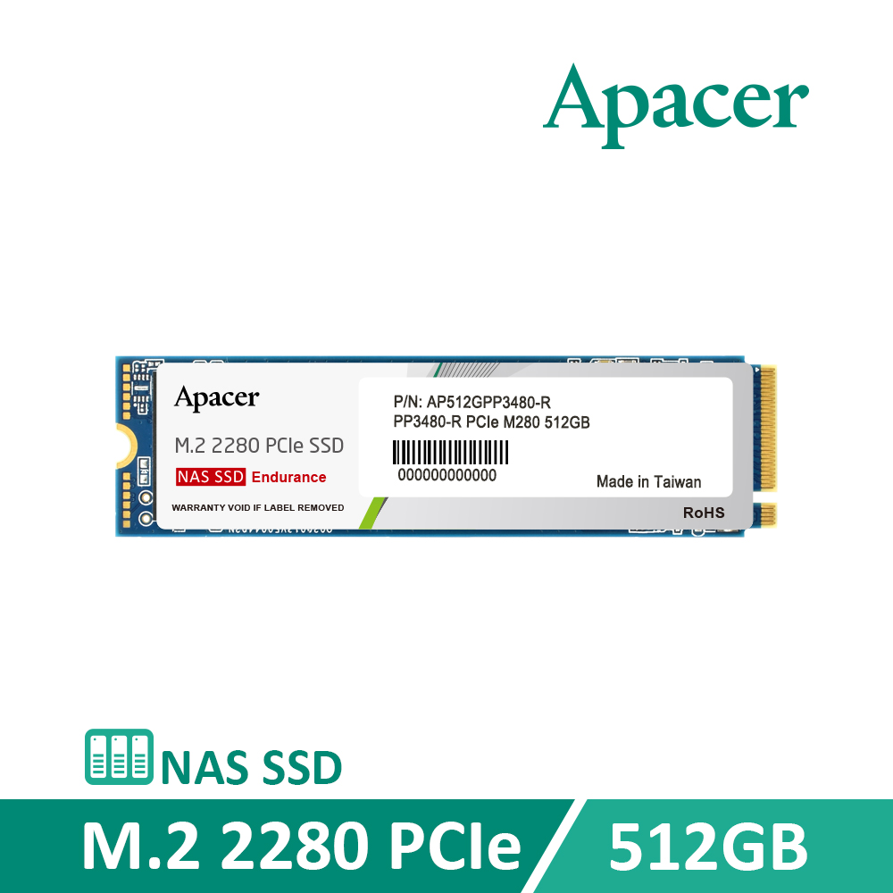Apacer 宇瞻 PP3480 M.2 PCIe 512GB  NAS SSD