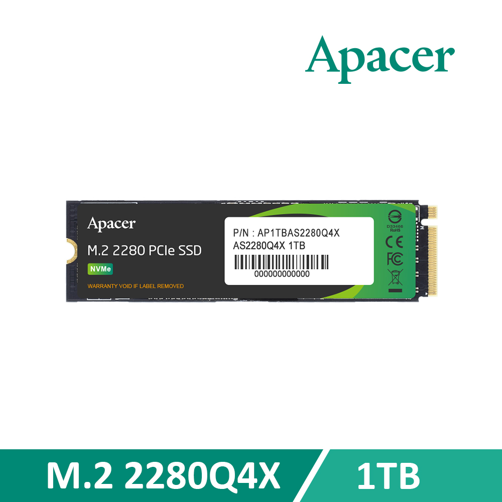 Apacer 宇瞻AS2280Q4X 1TB M.2 PCIE Gen4 SSD - PChome 24h購物