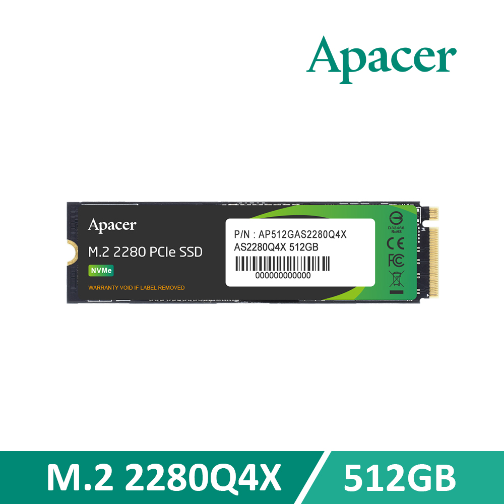 Apacer 宇瞻 AS2280Q4X 512GB M.2 PCIE Gen4 SSD