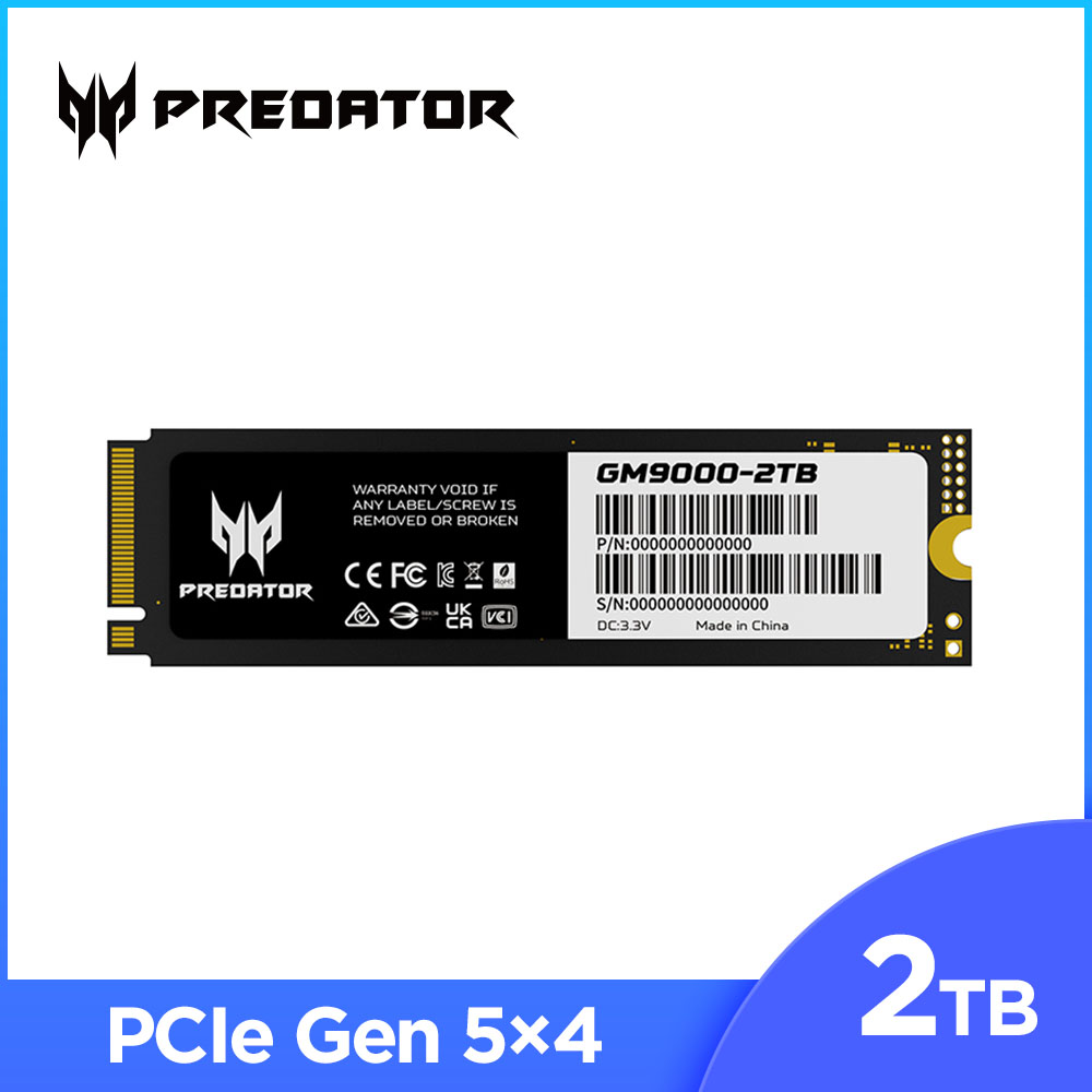 ACER 宏碁 Predator GM9000 2TB M.2 2280 PCIe Gen5 SSD固態硬碟（其他規格）