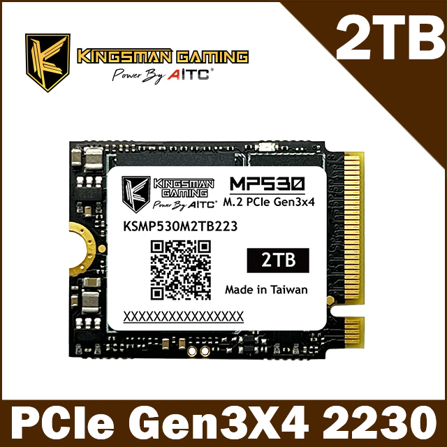 AITC 艾格 KINGSMAN MP530 2TB M.2 2230 PCIe Gen3x4 SSD 固態硬碟