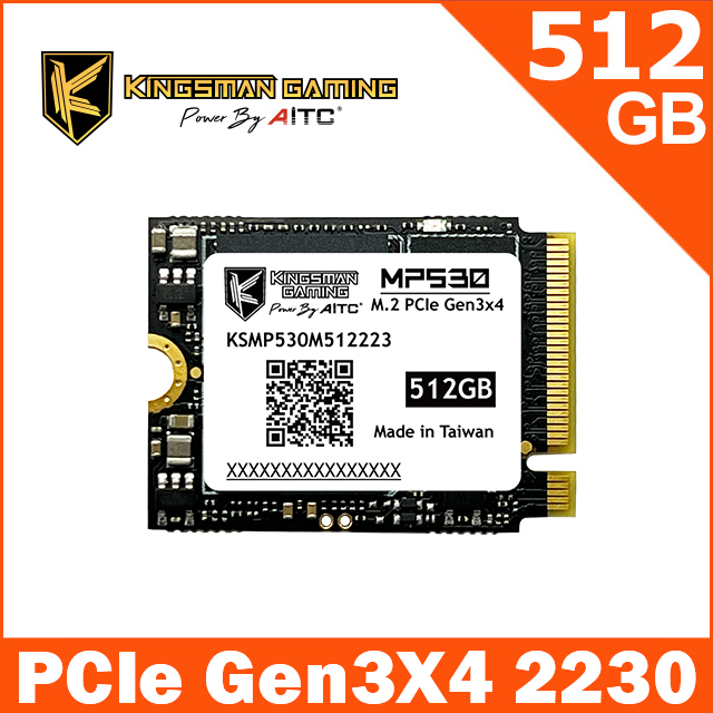 AITC 艾格 KINGSMAN MP530 512GB M.2 2230 PCIe Gen3x4 SSD 固態硬碟