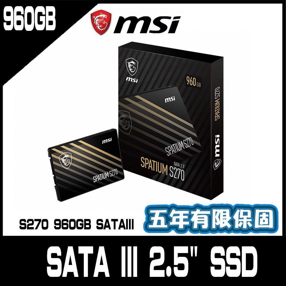 MSI 微星SPATIUM S270 960GB SATA 2.5 - PChome 24h購物