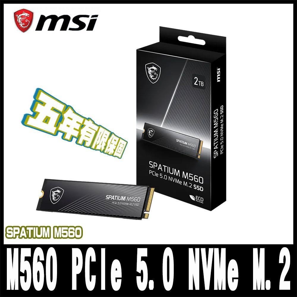 MSI 微星 SPATIUM M560 2TB PCIe 5.0 NVMe M.2 SSD(其他規格)