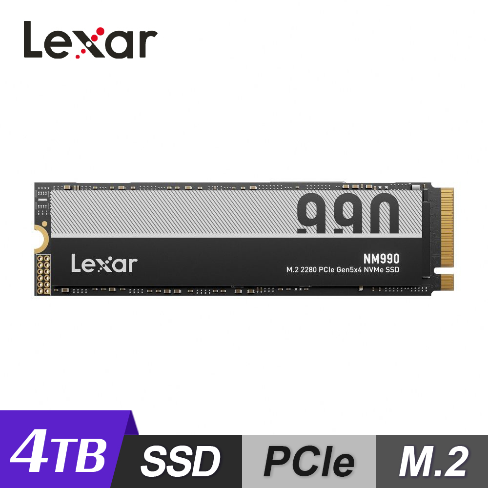 Lexar 雷克沙 NM990 M.2 2280 PCIe Gen5x4 4TB SSD 固態硬碟