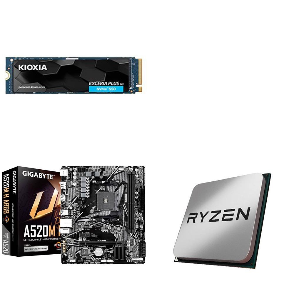 AMD 超微〈鈔省價〉R5 5600X MPK+技嘉A520M H ARGB D4+鎧俠PLUS G3 1TB
