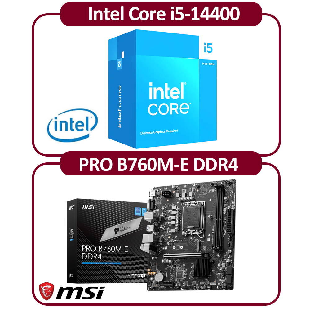 ASUS 華碩Intel 14代I5-14400F 十核CPU+華碩B760M-A WIFI D4-CSM 主機