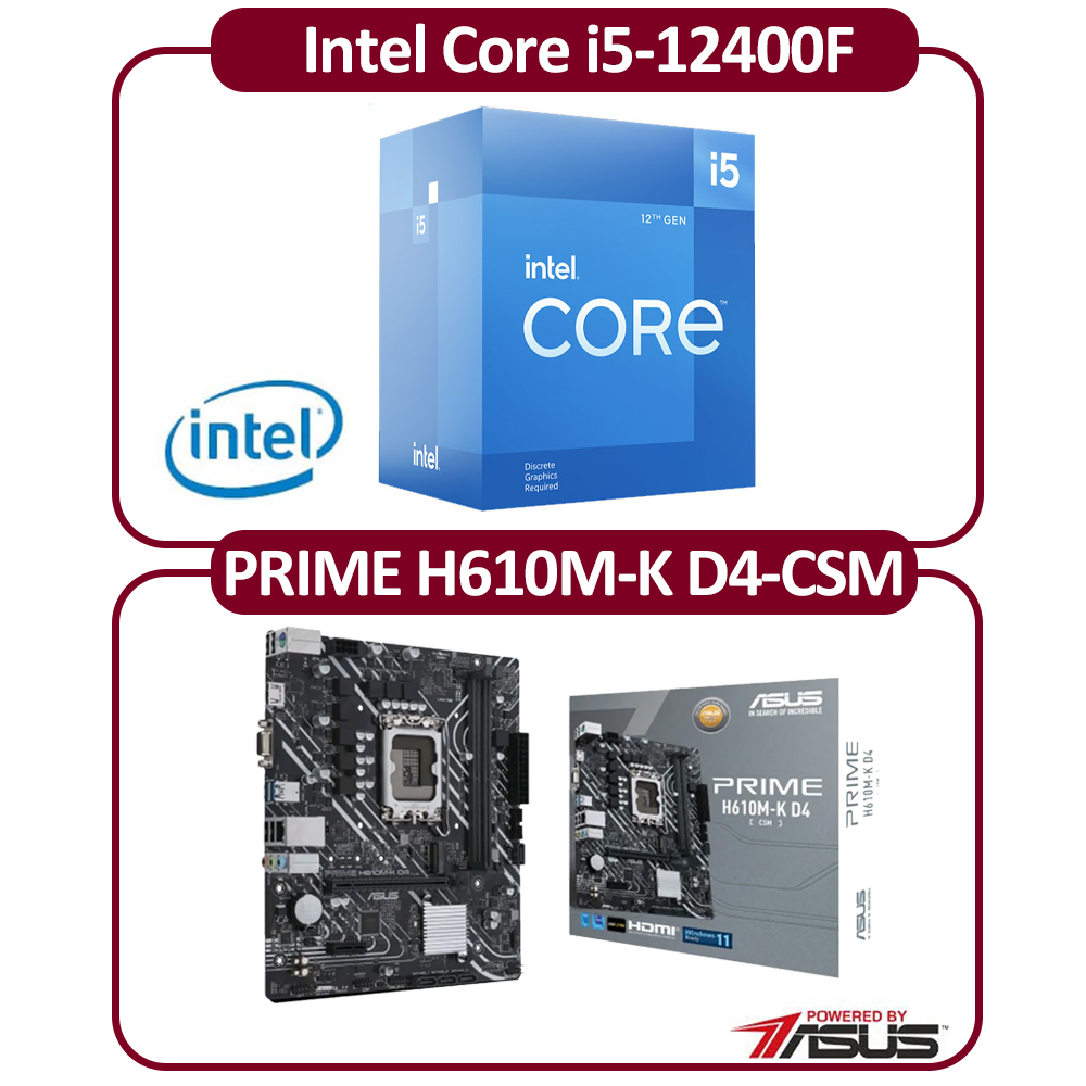 Intel 英特爾Intel 12代I5-12400F 六核CPU+華碩B760M-A WIFI D4-CSM