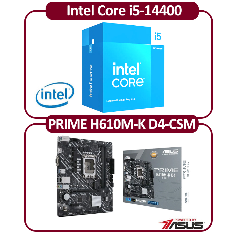 ASUS 華碩Intel 14代I5-14400 十核CPU+華碩B760M-A WIFI D4-CSM 主機板