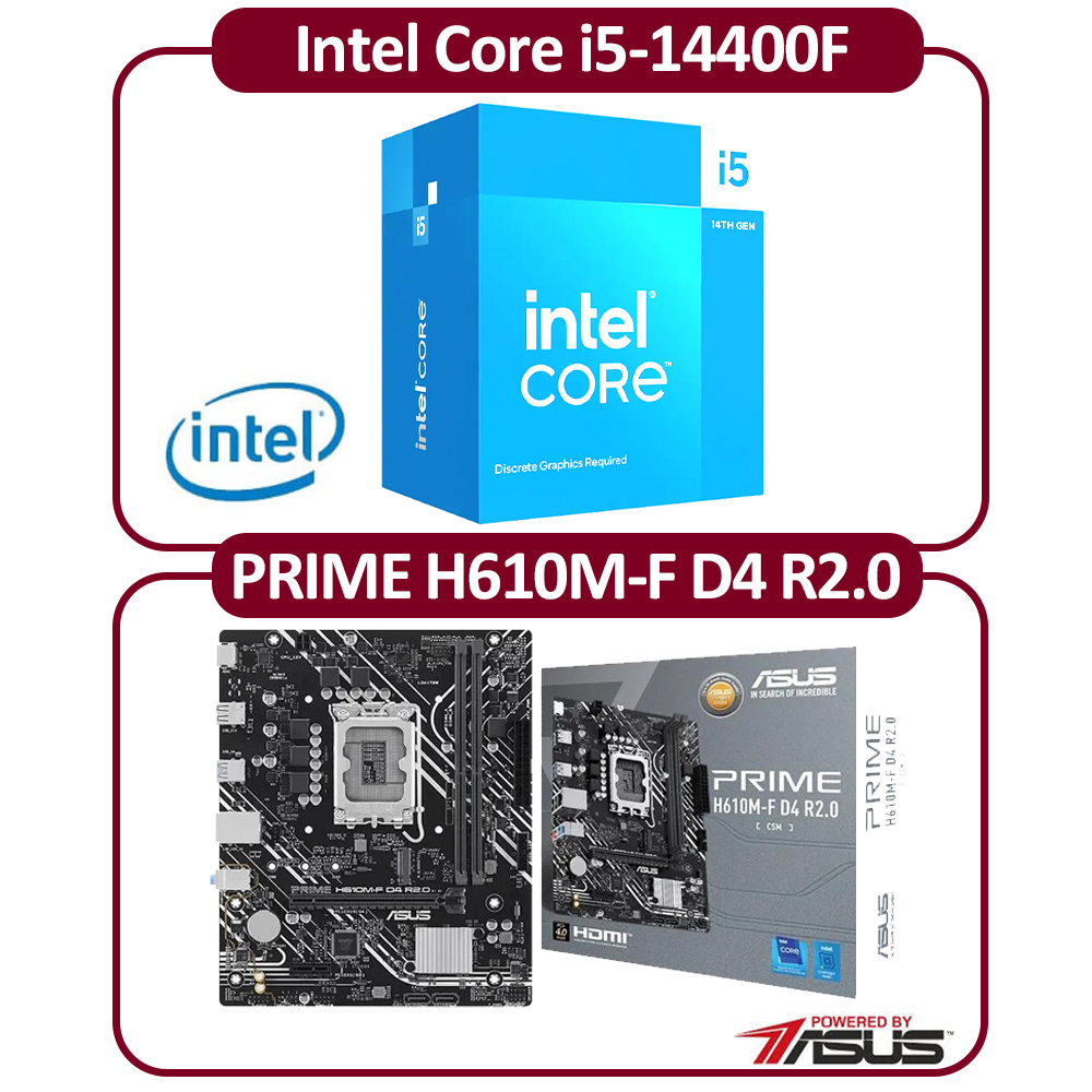 ASUS 華碩Intel 14代I5-14400F 十核CPU+華碩B760M-F D4 主機板組合包