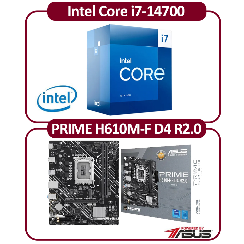 ASUS 華碩Intel 14代I5-14400 十核CPU+華碩H610M-F D4 R2.0-CSM 主機板