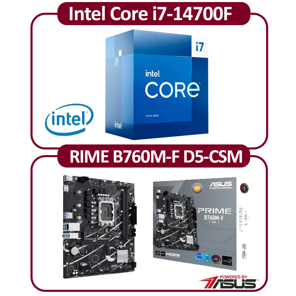ASUS 華碩Intel 14代I7-14700F 二十核CPU+華碩B760M-A WIFI D4-CSM