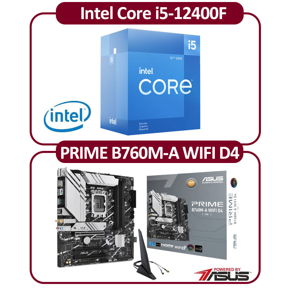 ASUS 華碩Intel 12代I5-12400F 六核CPU+華碩H610M-K D4-CSM 主機板組合