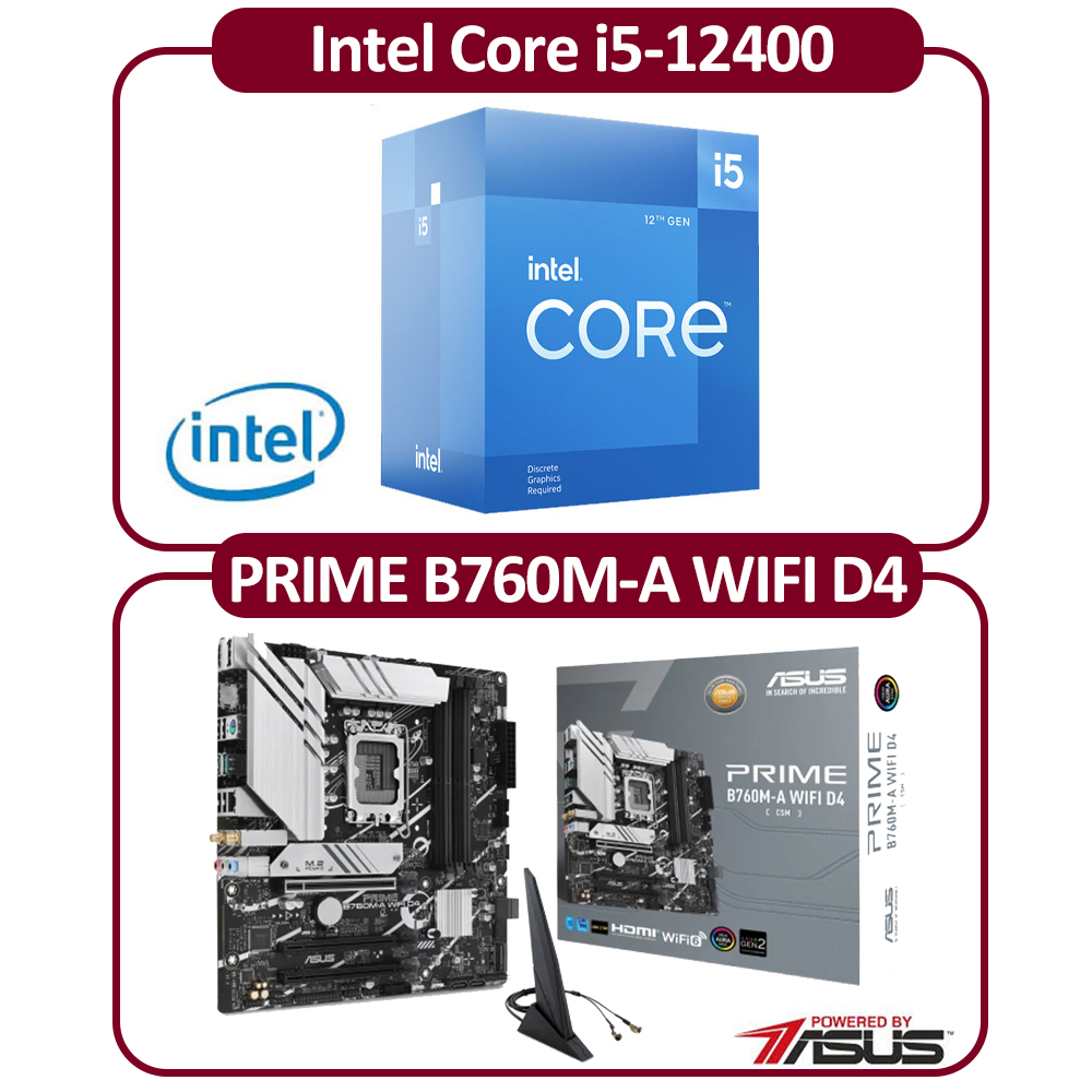 ASUS 華碩Intel 12代I5-12400F 六核CPU+華碩H610M-K D4-CSM 主機板組合