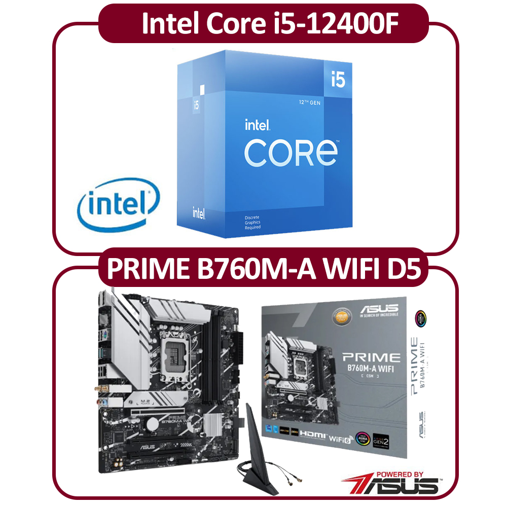 ASUS 華碩Intel 12代I5-12400F 六核CPU+華碩B760M-A WIFI-CSM 主機板
