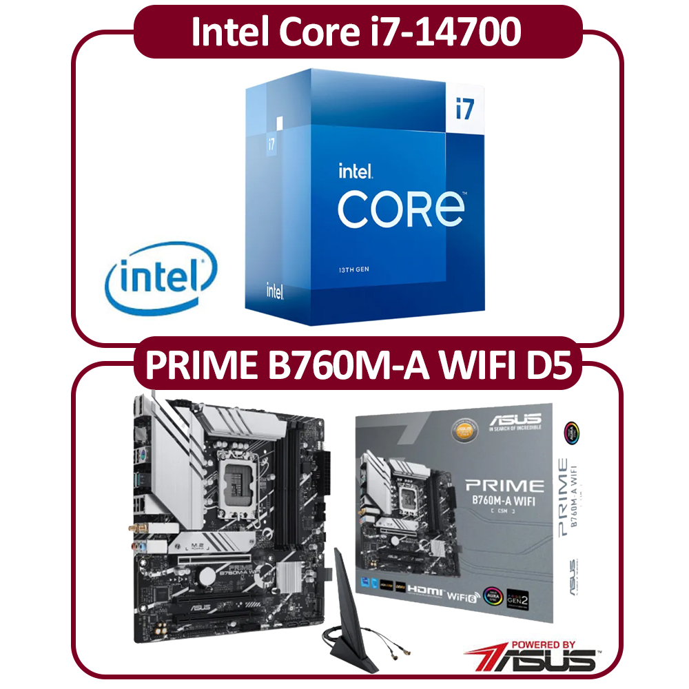 ASUS 華碩 Intel 14代 I7-14700 二十核 CPU+華碩 B760M-A WIFI-CSM 主機板 組合包