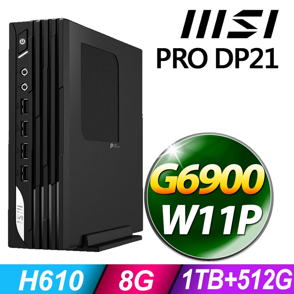 PRO DP21系列 - 奔騰處理器 - 8G記憶體 / 1TB+512G SSD / Win11 專業版電腦 (G6900)