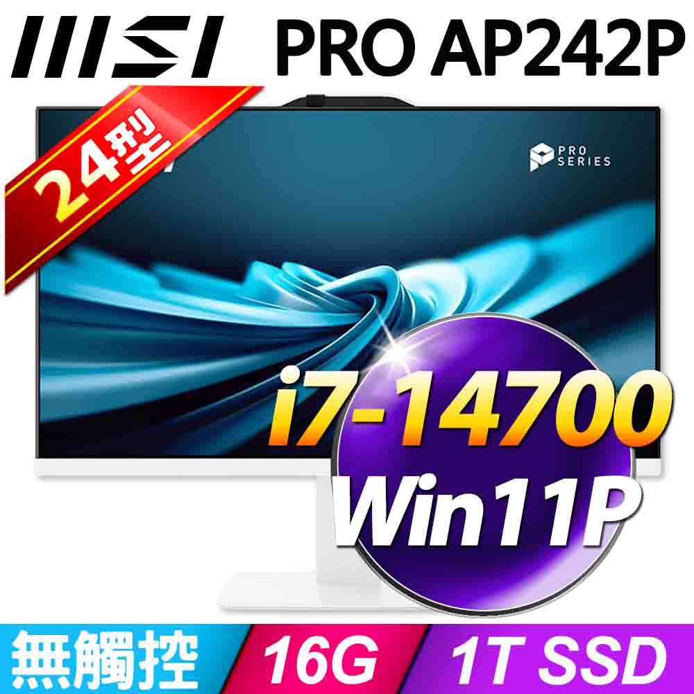 MSI 微星 PRO AP242P系列 - i7處理器 / 16G記憶體 / 1T SSD / Win11專業版液晶電腦(14M-626TW)
