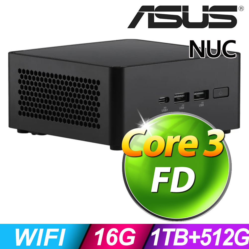 ASUS 華碩 NUC 14代迷你電腦 (C3-100U/16G/1TB+512G SSD/FD)