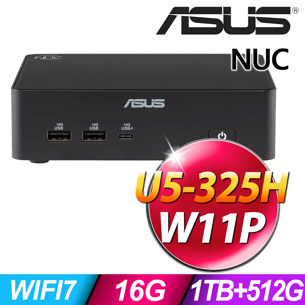 ASUS 華碩 NUC 16 Pro系列-U5處理器-16G記憶體/1TB SSD+512G SSD/Win11 專業版電腦(U5-325H)