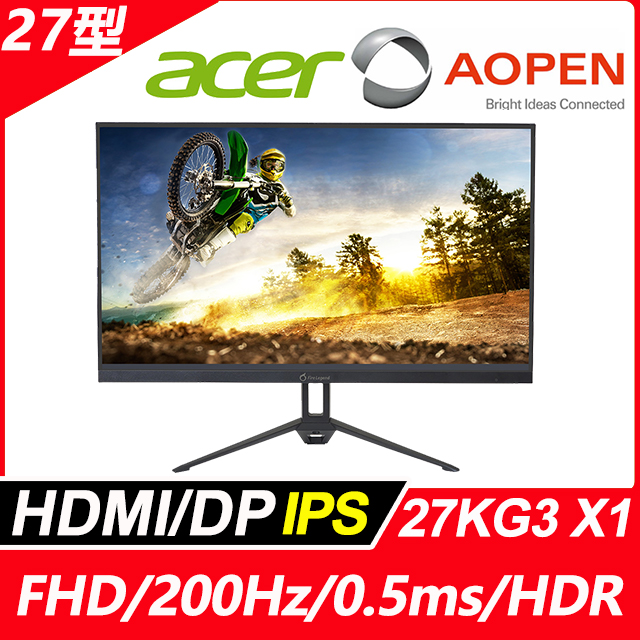 AOPEN 27KG3 X1 電競螢幕(27型/FHD/200Hz/0.5ms/IPS)