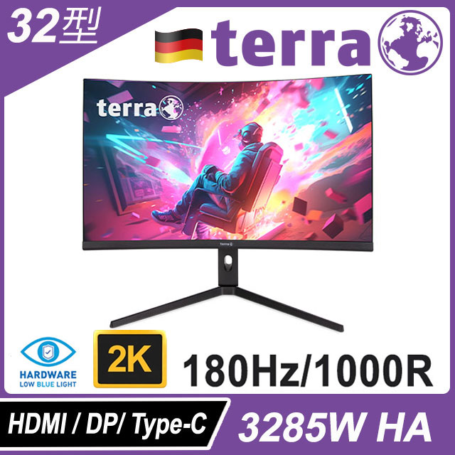 3285W HA 抗藍光不閃屏曲面螢幕(32型/QHD/180z/HDMI/DP/VA)