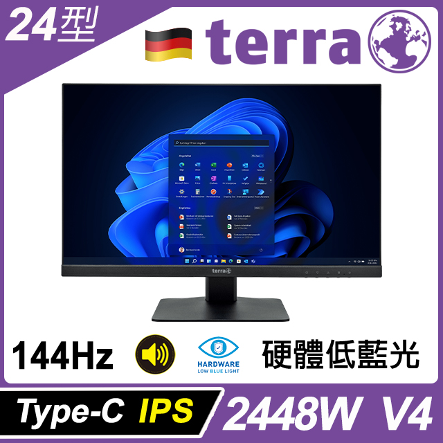 TERRA 2448W V4 不閃屏螢幕(24型/FHD/HDMI/DP/喇叭/IPS/Type-C)