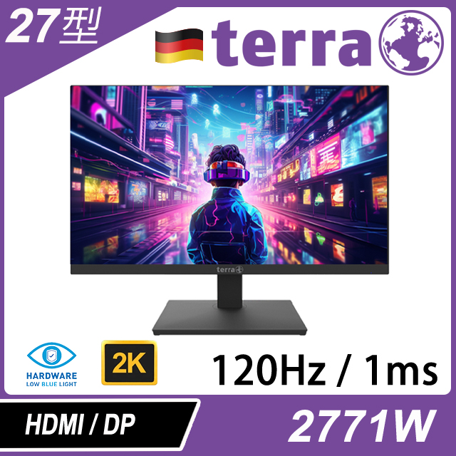 TERRA 2771W 2K低藍光螢幕(27型/2K/HDMI/DP/喇叭/IPS/1ms)