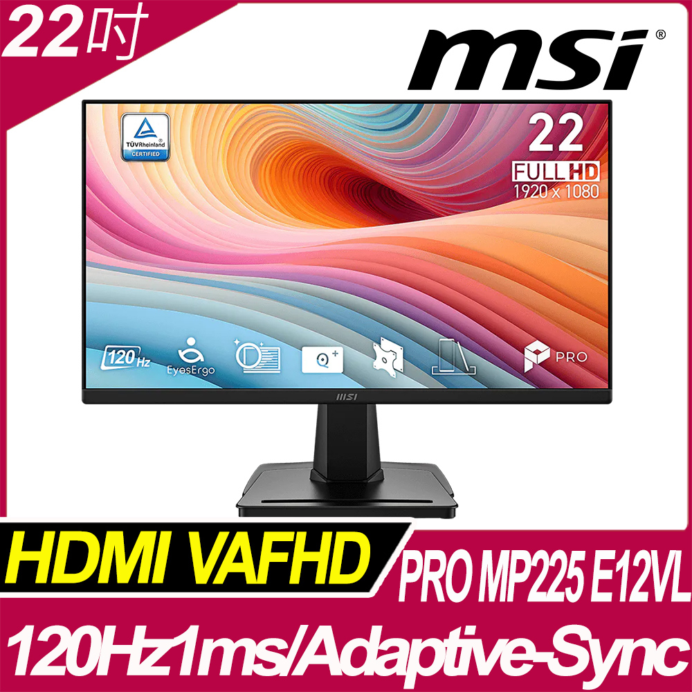 MSI 微星 PRO MP225 E12L 美型螢幕 (22型/FHD/HDMI)