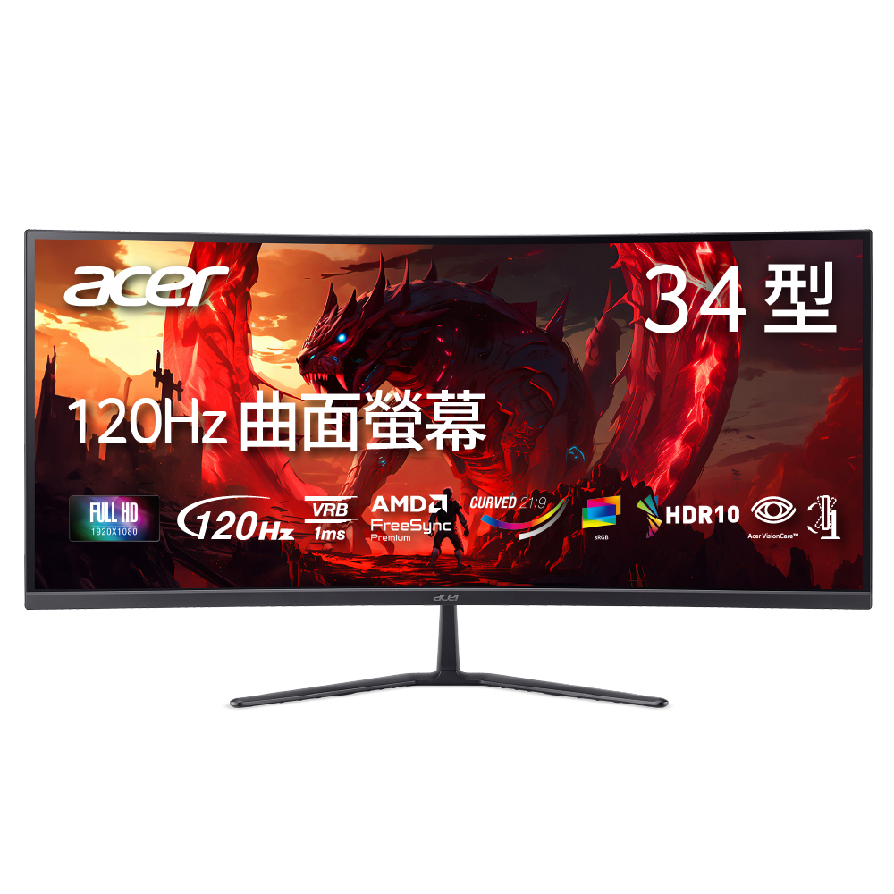 ED340CUR J0 曲面螢幕(34吋/QHD/120Hz/1ms/VA)