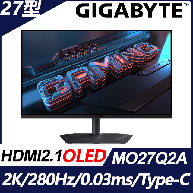GIGABYTE 技嘉 MO27Q2A 電競螢幕(27型/2K/280Hz/QD-OLED/0.03ms/KVM)(其他規格)