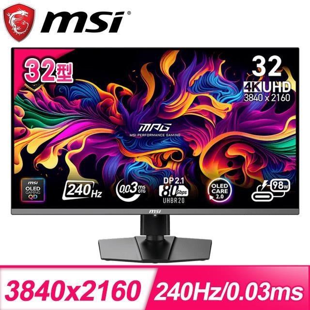 MSI 微星 MPG 322URX QD-OLED 32型 電競螢幕