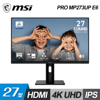 MSI 微星PRO MP273UP E6 27型專業護眼4K顯示器- PChome 24h購物