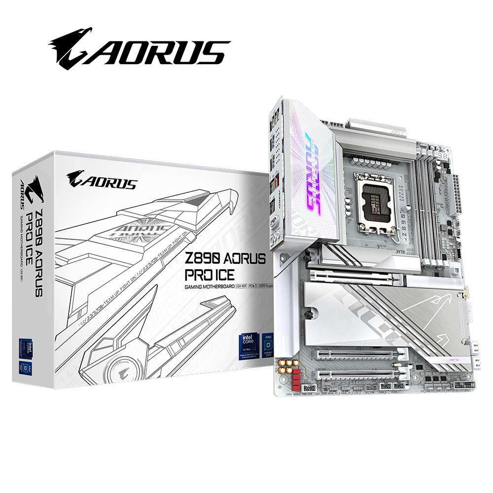 GIGABYTE 技嘉 Z890 AORUS PRO ICE DDR5 主機板+Intel U9 285K Plus 24核+酷碼 Elite Liquid 360 ARGB 黑 水冷