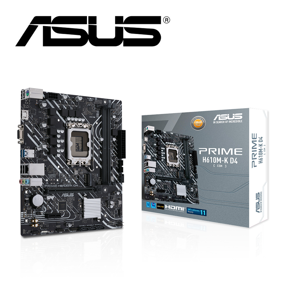 ASUS 華碩PRIME B760M-K D4-CSM 主機板+Intel I3-14100【4核/8緒