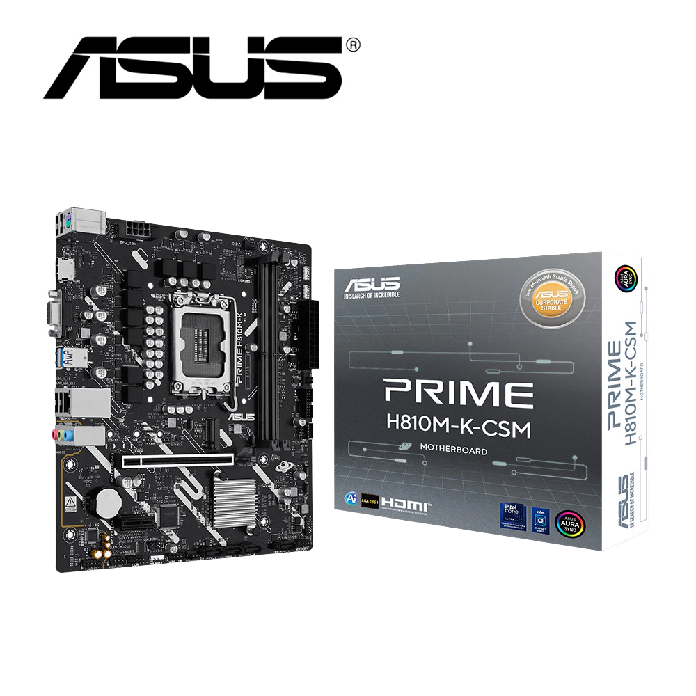 ASUS 華碩 PRIME H810M-K-CSM 主機板+美光 PRO D5 16G 6000 超頻 黑散熱片
