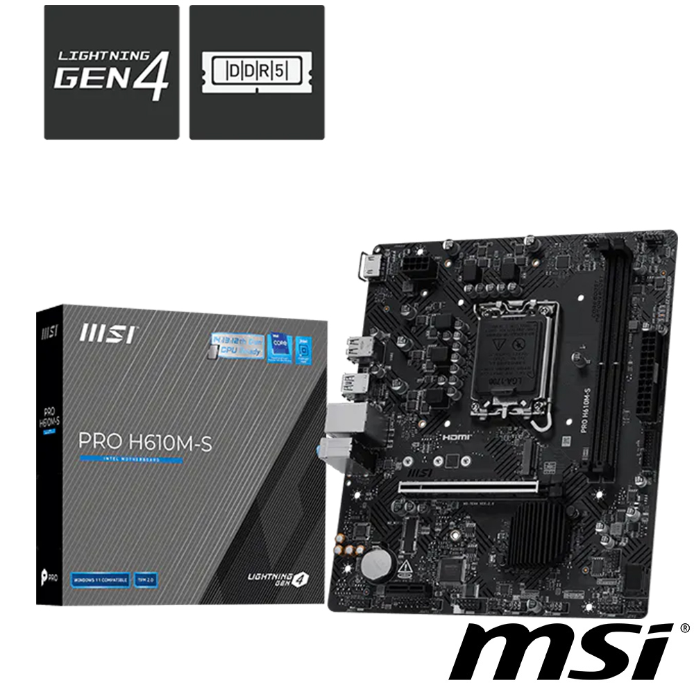 【C+M超值組】 微星 PRO H610M-S DDR5 主機板 + Intel Core i5-14400F 中央處理器 盒裝