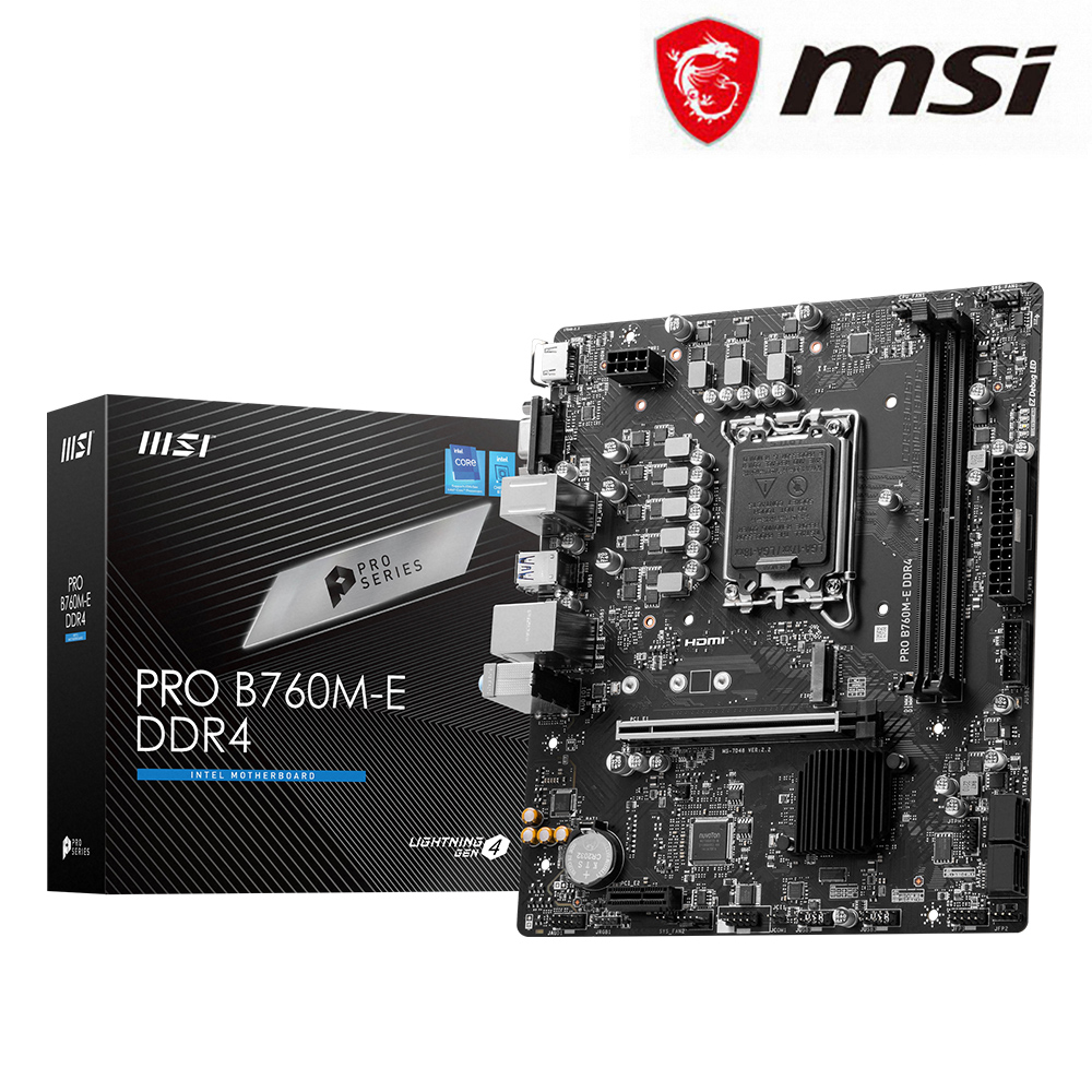 【C+M超值組】 微星 PRO B760M-E DDR4 主機板 + Intel Core i5-12400F 中央處理器 盒裝