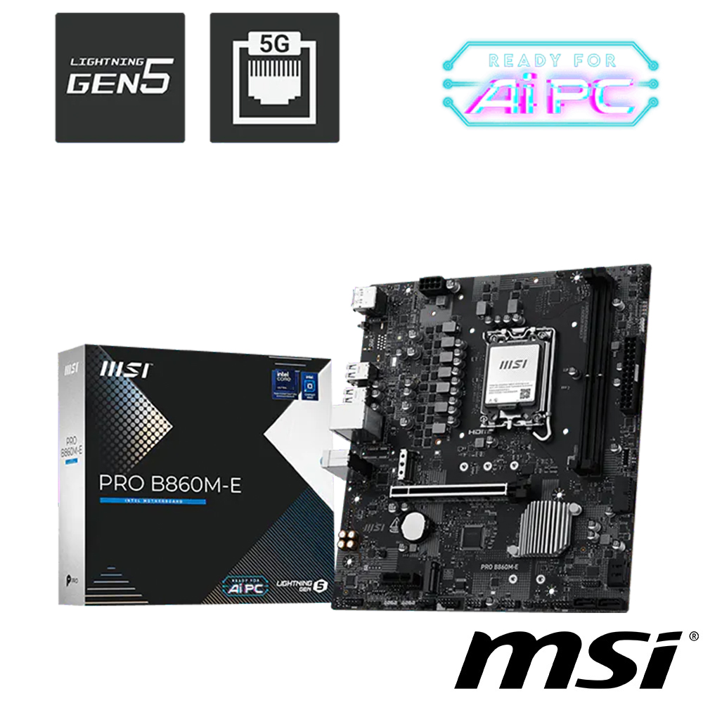 MSI 微星 PRO B860M-E 主機板 + Intel Core Ultra 5 225F 中央處理器 盒裝