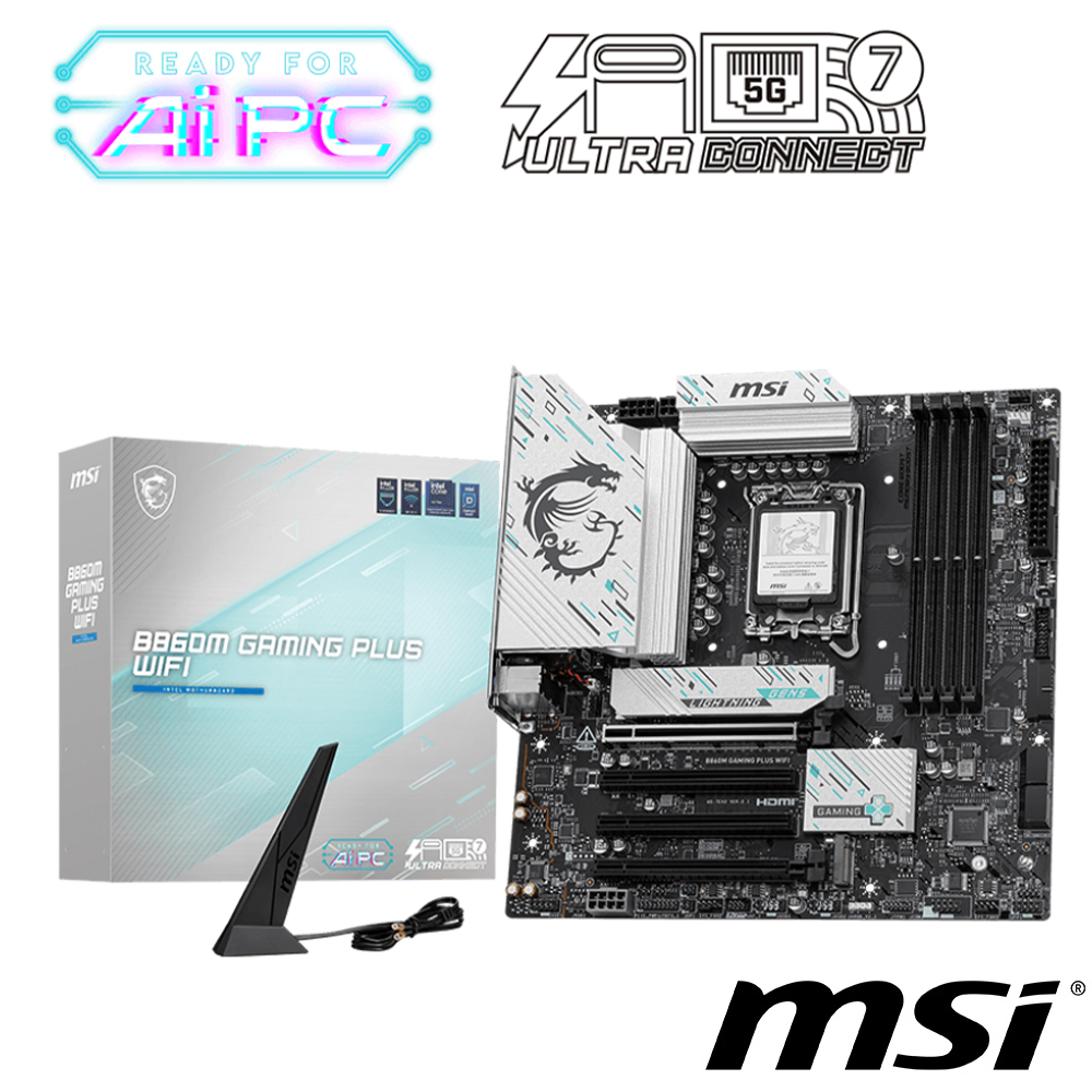 【C+M超值組】 微星 B860M GAMING PLUS WIFI 主機板 + Intel Core Ultra 5 225F 中央處理器 盒裝
