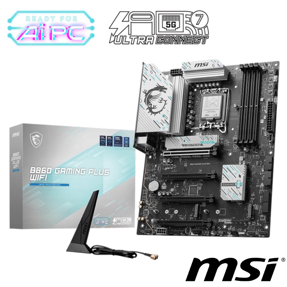 微星 B860 GAMING PLUS WIFI 主機板 + Intel Core Ultra 5 250KF Plus 中央處理器 盒裝