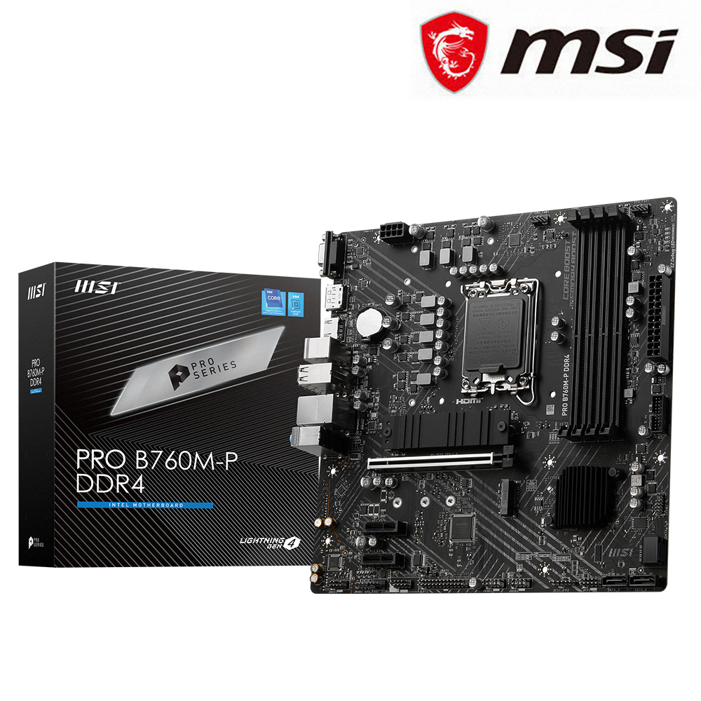 【C+M超值組】 微星 PRO B760M-P DDR4 主機板 + Intel Core i7-14700F 盒裝處理器