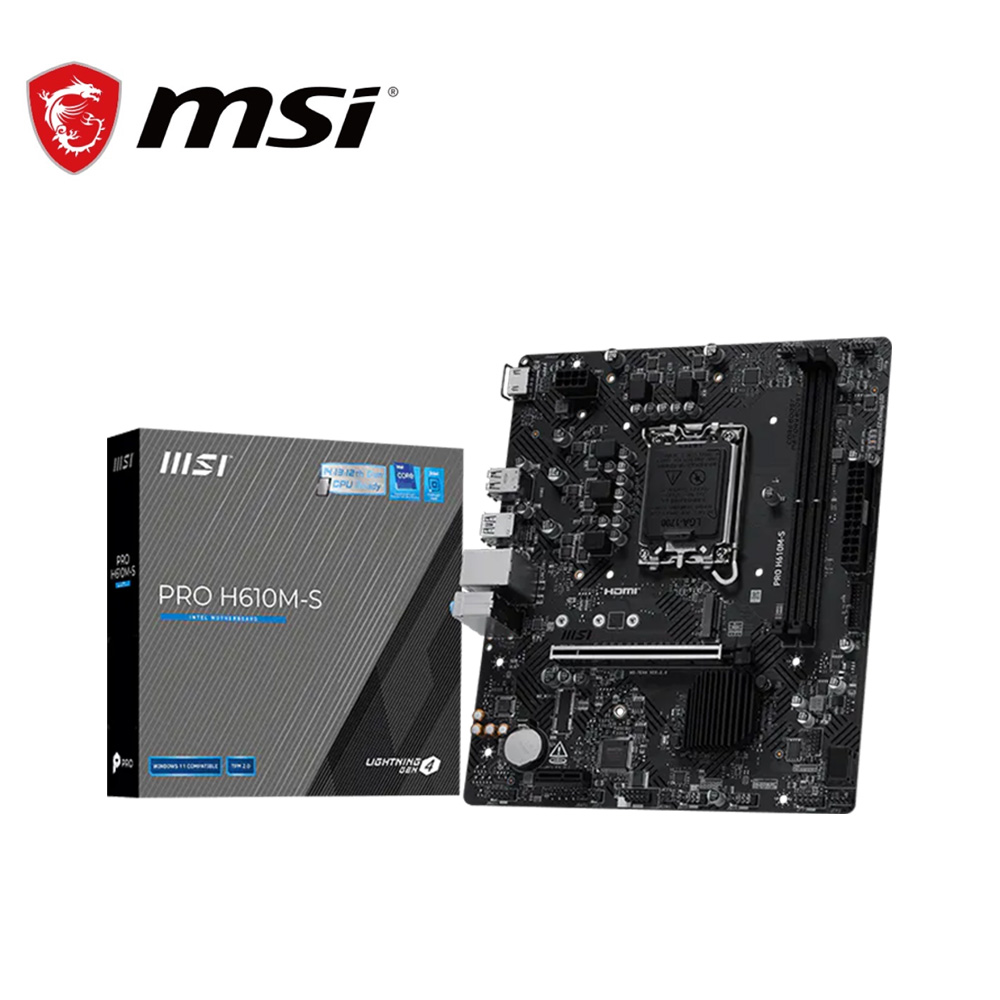 MSI 微星 PRO H610M-S DDR5 主機板+Intel i3-14100F【4核/8緒】